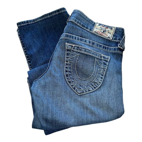 True Religion Straight Leg Jeans Womens 29 Low Rise Med Wash - Picture 1 of 14